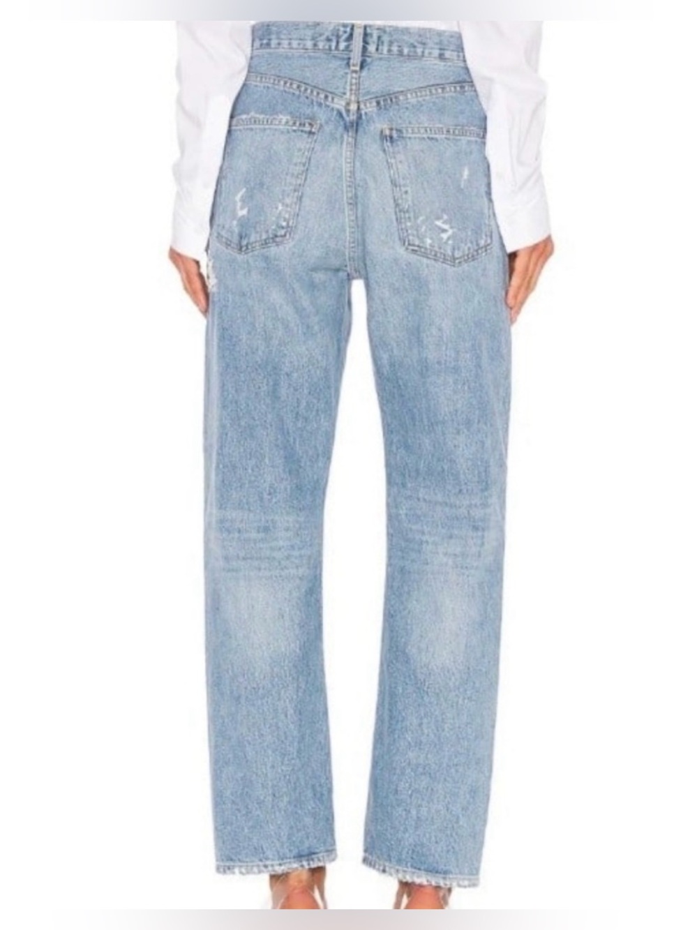 AGOLDE 90s Mid Rise Loose Fit Distressed Jeans in Fall Out Light Wash Size 27 - Picture 2 of 10